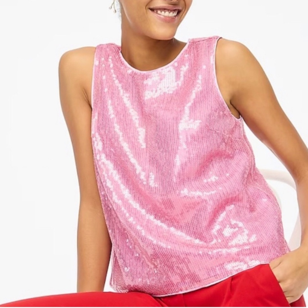 J Crew Sequin Shell Rose Pink Size Large